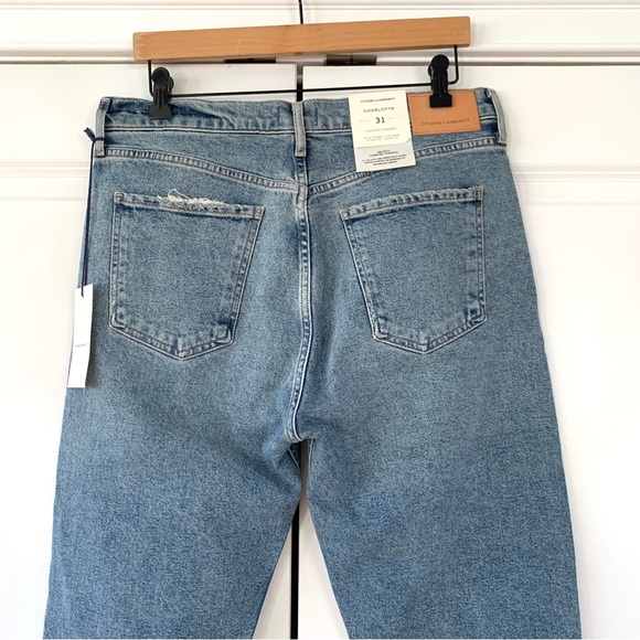 Citizens of Humanity Charlotte Jeans Straight Leg Crop Distressed Demin Size 31 - Picture 4 of 10